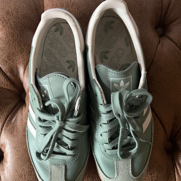 ONLY WORN ONCE…Light Green Adidas Sambas - Picture 4 of 6